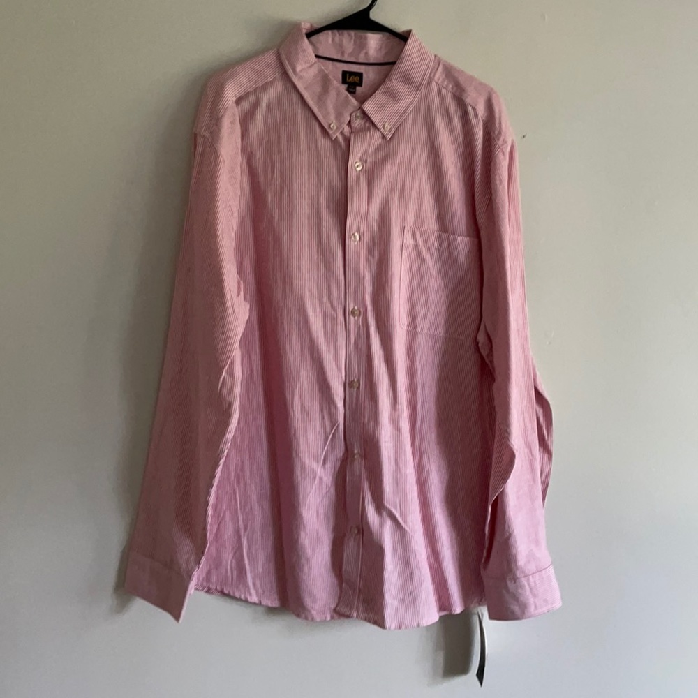 Lee red and white striped button down shirt